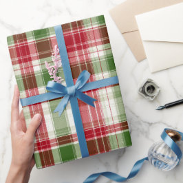 Rot Grün Weihnachten Schnee Karo Muster Geschenkpapier
