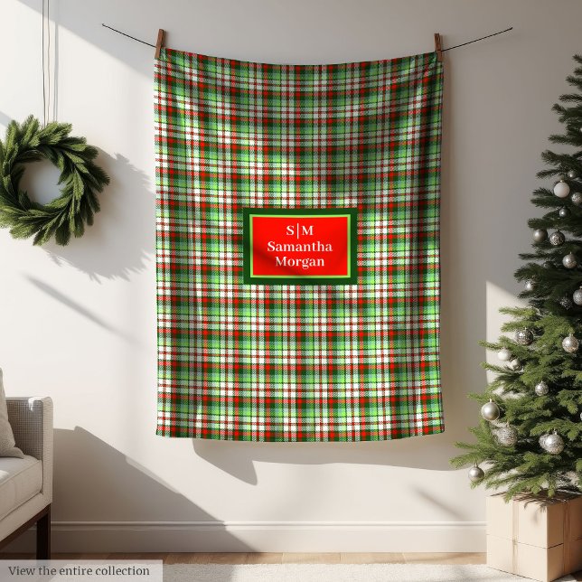 Rot Grün Weihnachtsdecke Moderne Gemütliche Optik Fleecedecke (Red Green Christmas Blanket Modern Cozy Style)
