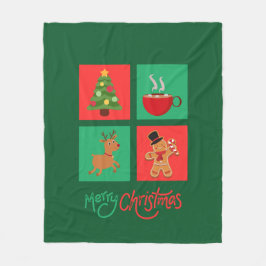 Rot-Grün-Weihnachtsdesign Fleecedecke