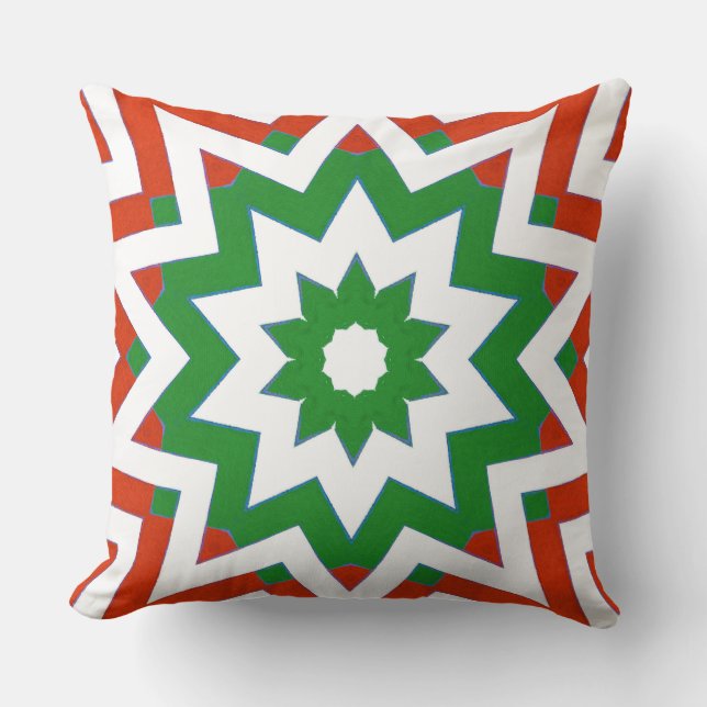 Rot-grün-weiß geometrische Muster Formen Pillows Kissen (Vorderseite)