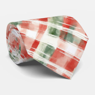 Rot Grün Weiß Weihnachten Wasserfarbe Karo Krawatte