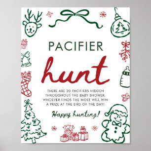 Rot Grün Winter-Baby-Party-Schnuller-Suchspiel Poster