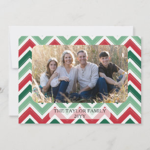 Rot Grün Zickzack Chevron Familienfoto Weihnachten