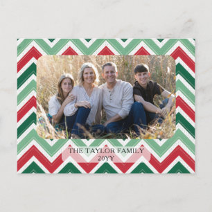 Rot Grün Zickzack-Chevron-Familienfoto Weihnachten