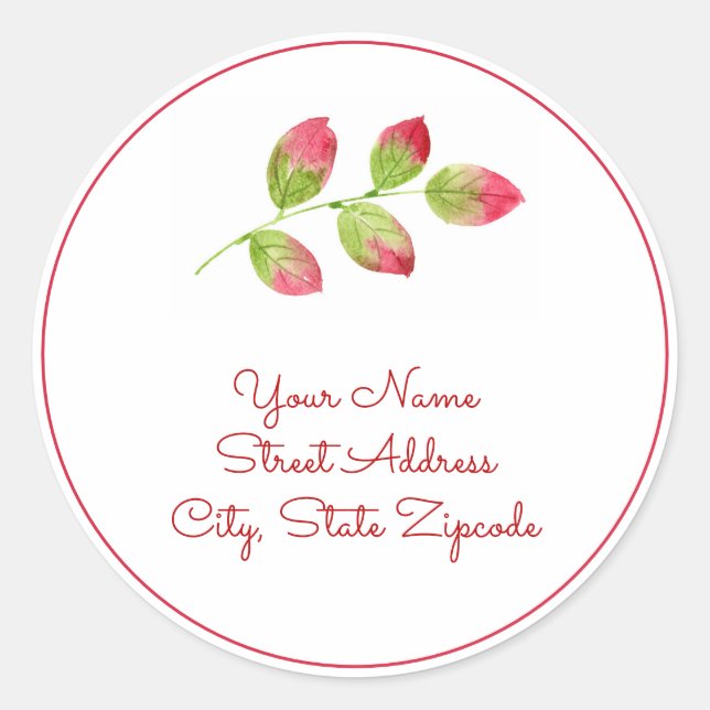 "Rot-grüne Blätter Runder Aufkleber (Vorderseite)