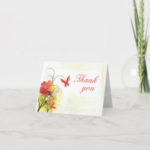 Rot grüne Blume + Schmetterling Hochzeit danke