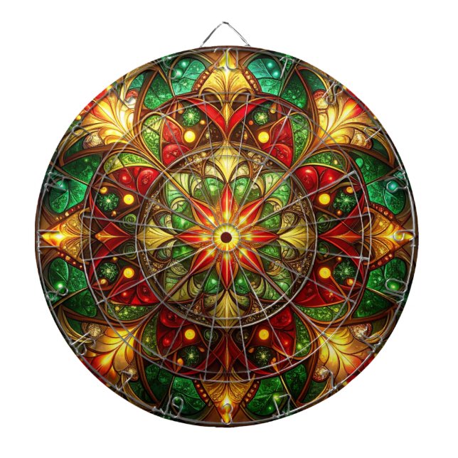 Rot grüne dekorative Blumen Dartboard Dartscheibe (vorne)