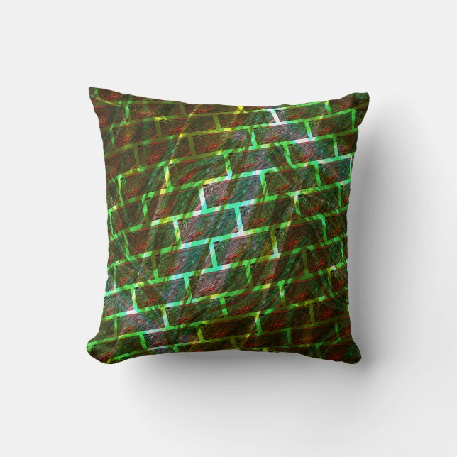 Rot grüne Farbe, Kratzer, Gitter oder Wandeffekt? Kissen (Vorderseite)