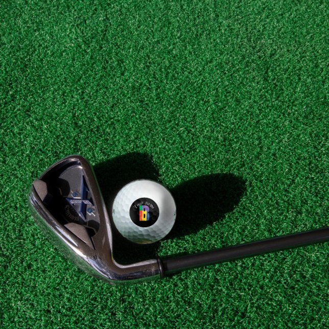 Rot-grüne Monogramm, Initial-B-Schwarz-weiß Golfball (Von Creator hochgeladen)