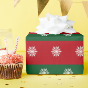 Rot-grüne Schneeflocken Geschenkpapier