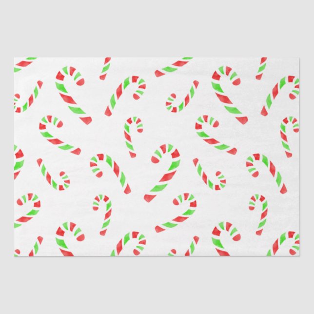 Rot, grüne Wasserfarbe, Candy Cane Muster Seidenpapier (Vorderseite)