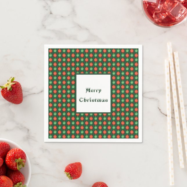 Rot grüne Weihnachtsbälle Frohe Weihnachtsfeier Serviette (Beispiel)
