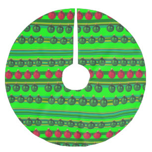 Rot grüne Weihnachtsdekorationen Streifen Muster Polyester Weihnachtsbaumdecke