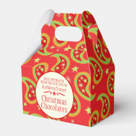 Rot-grüne Weihnachtssternpisley Geschenkboxen Geschenkschachtel