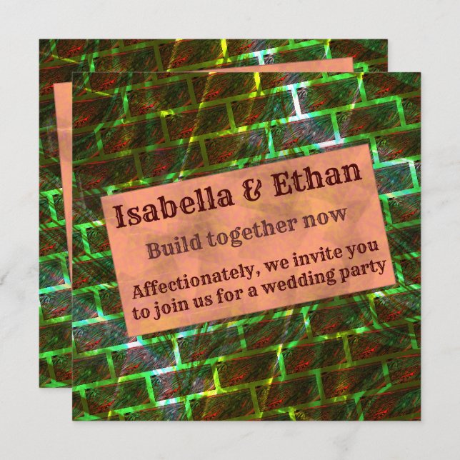 Rot-grüner Fleck, Kratzer, Gras- oder Wandeffekt Einladung (Vorne/Hinten)