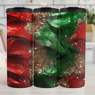 Rot-grüner Wirbel-Weihnachtsglitter Thermosbecher