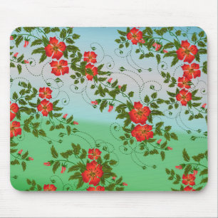 Rot-grünes Blumenmuster Mousepad