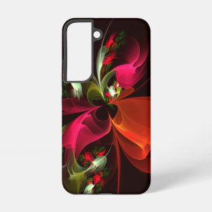 Rot Grünes Florales Modernes Abstraktes Kunstmuste Samsung Galaxy Hülle