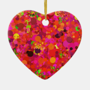 Rot grünes Gold und rosa Punkte Dekorative Ornamen Keramikornament