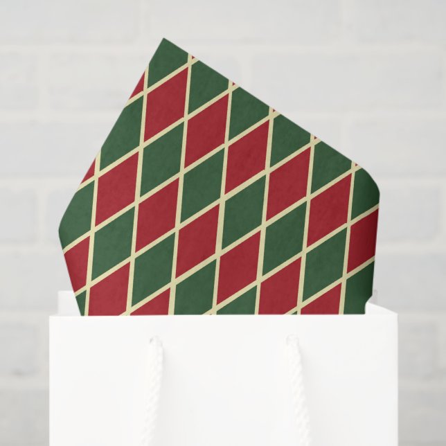 Rot-grünes Gold Weihnachtskacheln Seidenpapier (Geschenktüte)