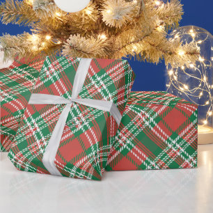 Rot-grünes Weihnachts-Tartan-Karo-Muster Geschenkpapier