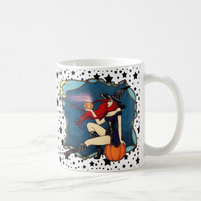 Rot-haarige Hexe Halloween Kaffeetasse (Rechts)