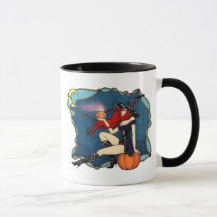 Rot-haarige Hexe Halloween Tasse