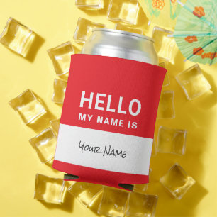 Rot Hallo, ich bin Personalisierter Can Cooler Dosenkühler