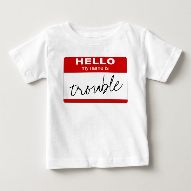 Rot "hallo mein Name ist personalisiertes Baby T-shirt (Vorderseite)