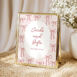 Rot handgezeichnete Boho-Schleifen Rosa Baby Showe Poster