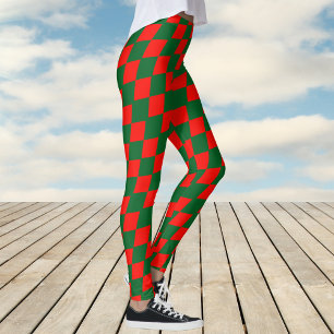 Rot-Harlequin-Karo-Muster Leggings
