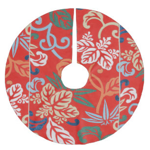 Rot-Hawaiianischer Kimono: Vintager Blumen Polyester Weihnachtsbaumdecke