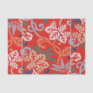 Rot-Hawaiianischer Kimono: Vintager Blumen Seidenpapier