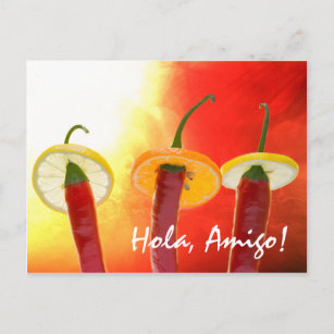 Rot, heiß, Chili Postkarte