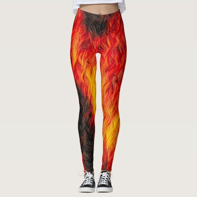 Rot - heiße Feuer-Leggings Leggings (Vorderseite)