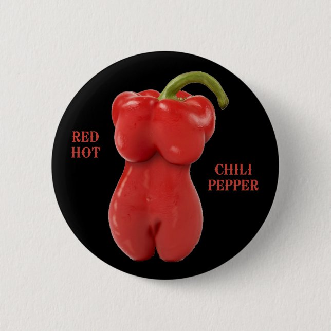 Rot - heißer Chili-Pfeffer Button (Vorderseite)