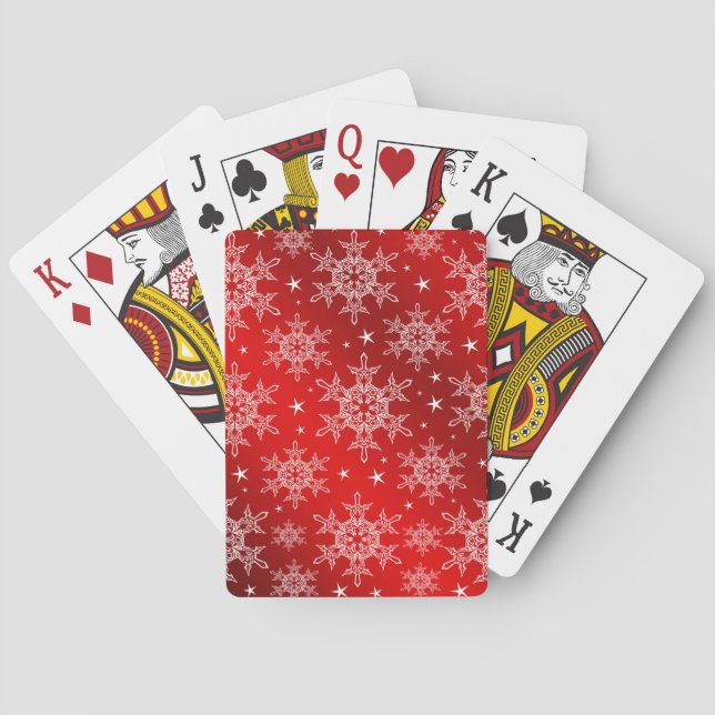 Rot, hell, Stern, Stoff, Ziergegend, modern, Texti Spielkarten (Rückseite)