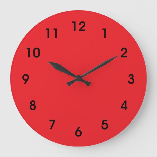 Rot, hellrot, einfarbig große wanduhr (Vorderseite)