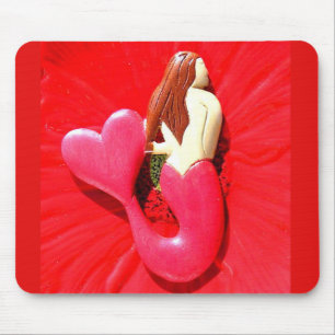 Rot Herz-angebundene Meerjungfrau Mousepad