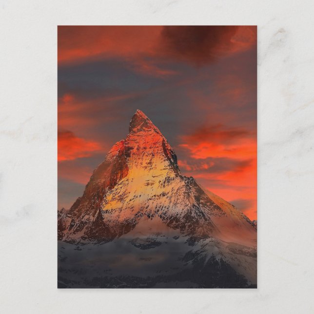 Rot-Himmel der Gebirgsschweiz Matterhorn Zermatt Postkarte (Vorderseite)