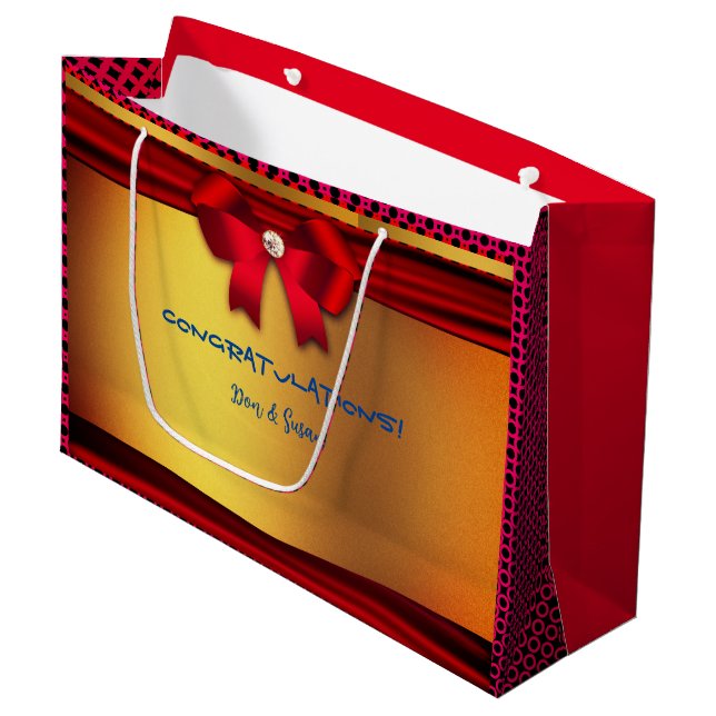 Rot - Hochzeitsfeier & noch mehr - Große Geschenkt Geschenktüte (Vorderseite Schrägansicht)