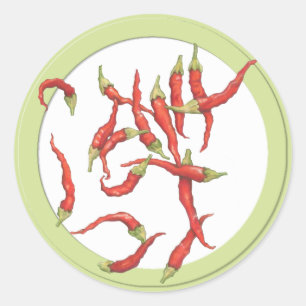 Rot-Hot-Chiles-grüne Aufkleber