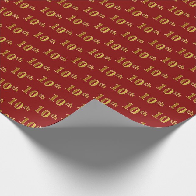 Rot, Imitate Gold 10. (10.) Event Wrapping Paper Geschenkpapier (Ecke)