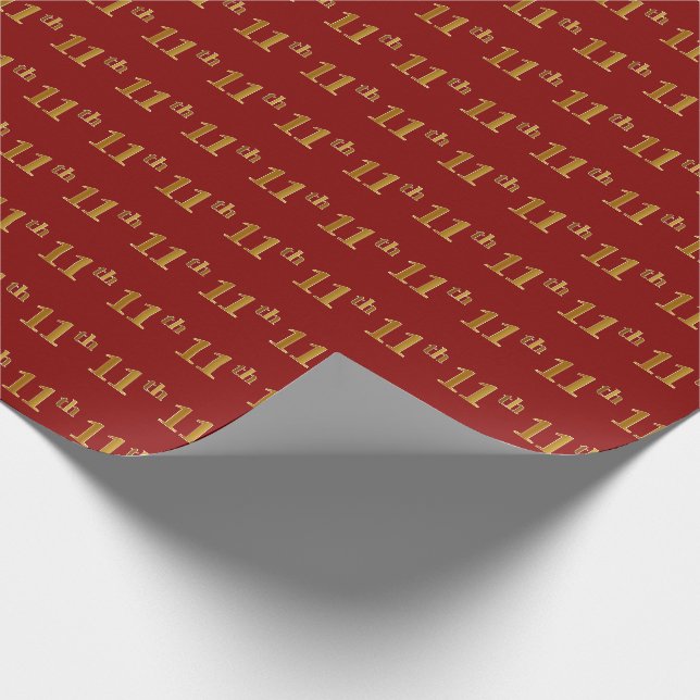 Rot, Imitate Gold 11. (Elfte) Veranstaltung Geschenkpapier (Ecke)