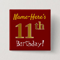Rot, Imitate Gold 11. Geburtstag, mit Individuelle