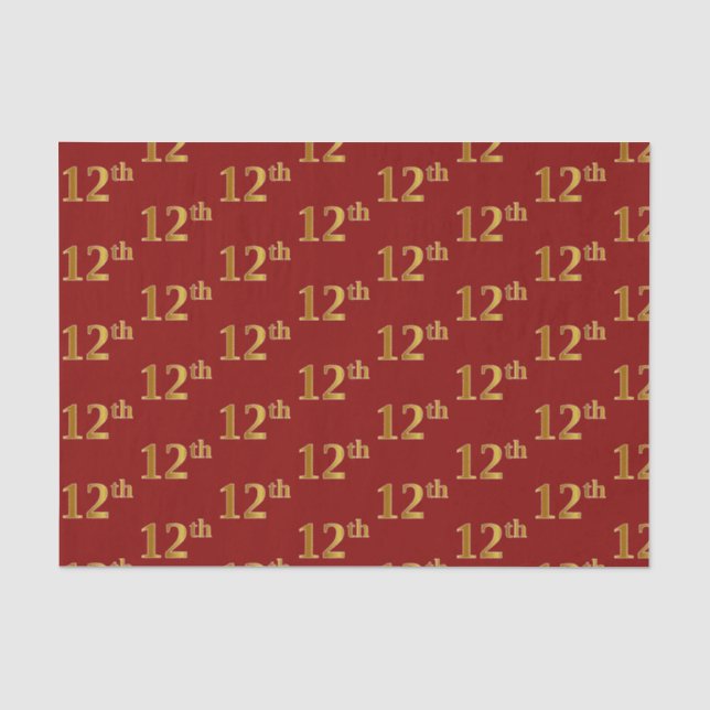 Rot, Imitate Gold 12. (Zwölfte) Event Tissue Paper Seidenpapier (Vorderseite)