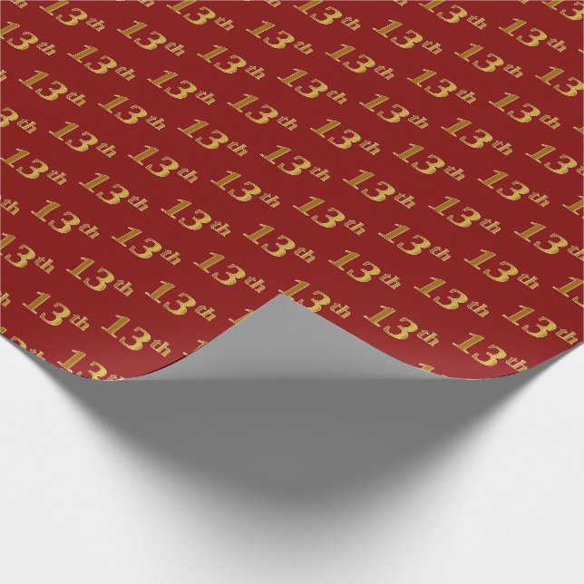 Rot, Imitate Gold 13. (Dreizehnte) Veranstaltung Geschenkpapier (Ecke)