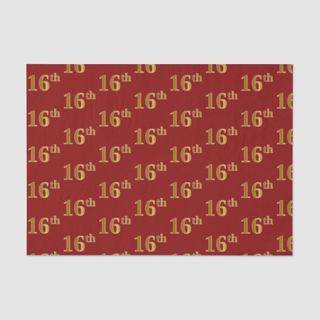 Rot, Imitate Gold 16. (sechzehnte) Event Tissue Pa Seidenpapier (Vorderseite)