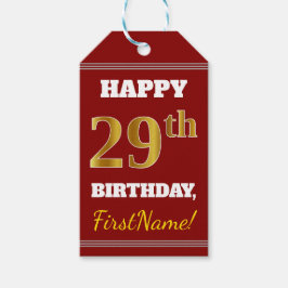 Rot, Imitate Gold 29. Geburtstag + Individuelle Na Geschenkanhänger