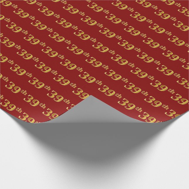 Rot, Imitate Gold 39. (39.) Veranstaltung Geschenkpapier (Ecke)